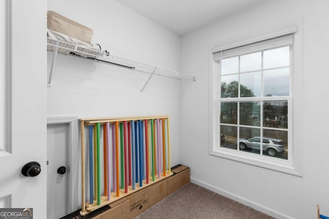 spacious closet with carpet flooring