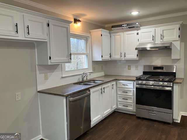 kitchen with white cabinetry, sink, and appliances with stainless steel finishes