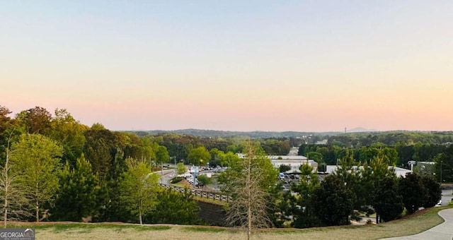 view of aerial view at dusk