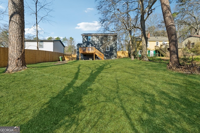 view of yard featuring a deck