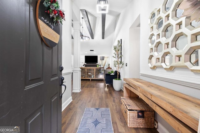 entrance foyer with dark hardwood / wood-style floors