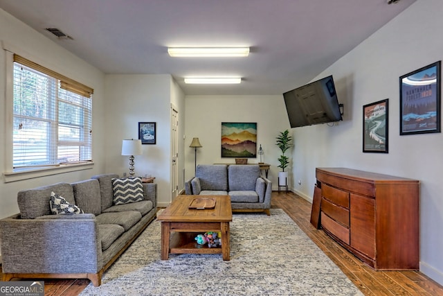 living room featuring hardwood / wood-style flooring