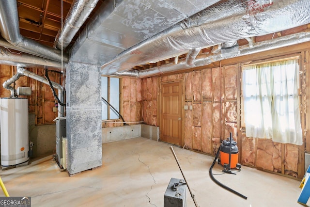 basement with gas water heater