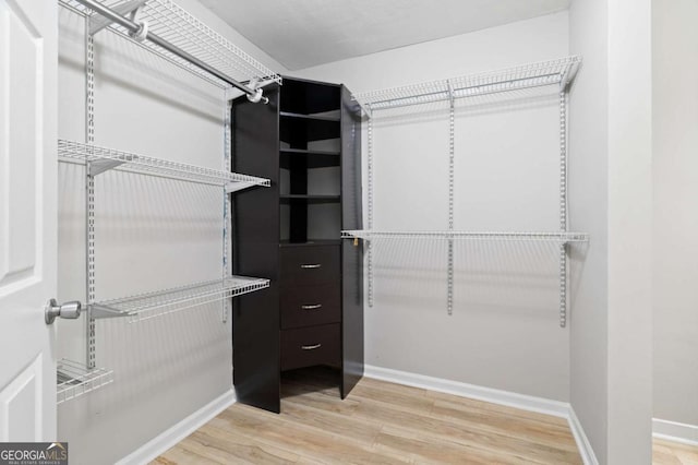 spacious closet featuring hardwood / wood-style flooring