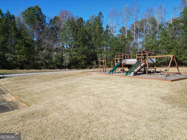 view of play area with a yard