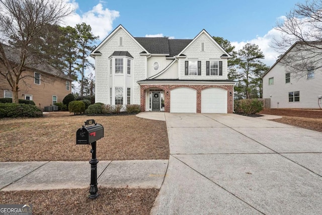 view of front of property with a garage