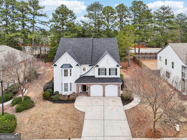 view of front of house with a garage