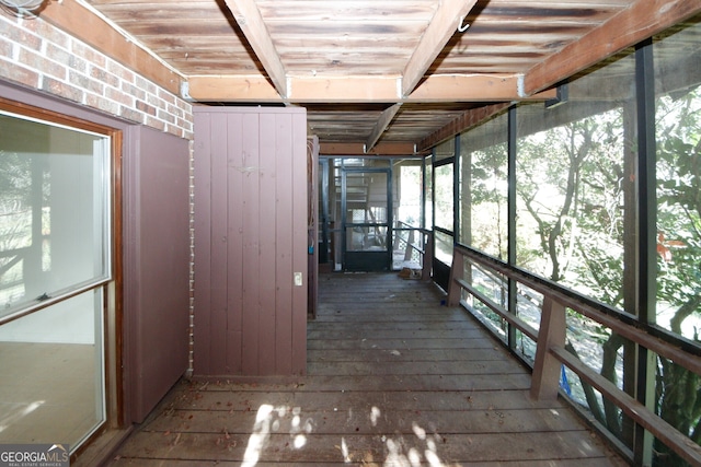 view of unfurnished sunroom