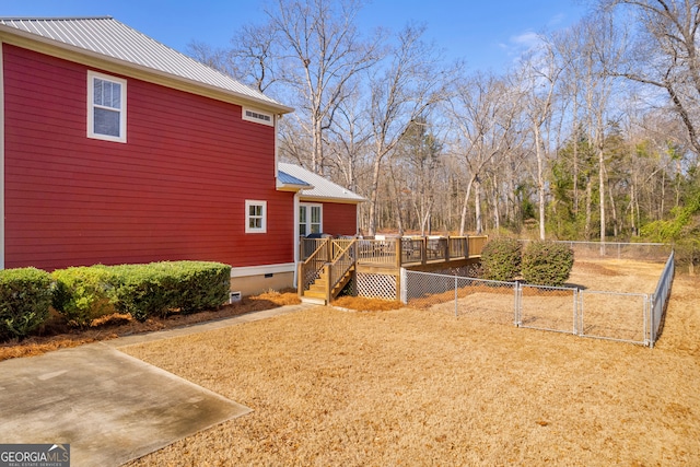 view of yard with a deck