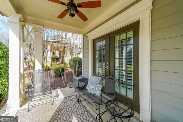 view of patio with ceiling fan