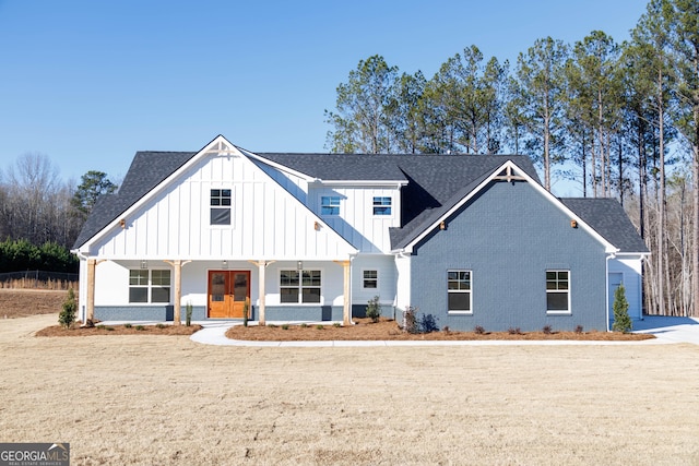 modern inspired farmhouse featuring a porch