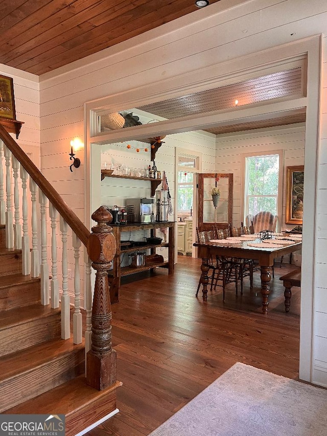 182 Rogers St, Hazlehurst, GA 31539 - dining space with stairs and wood finished floors