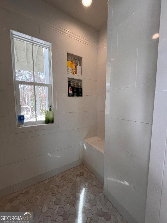 bathroom with walk in shower