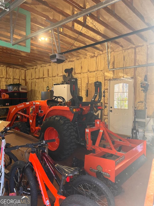 garage with a garage door opener