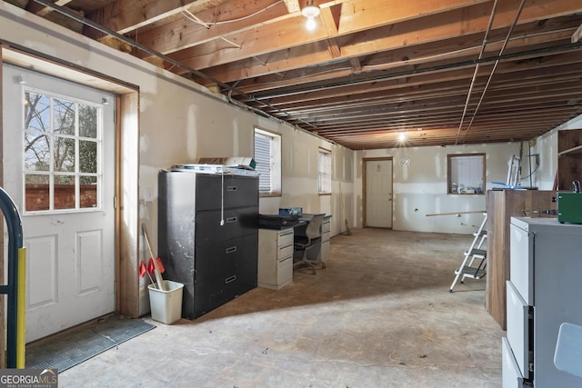 basement with a healthy amount of sunlight