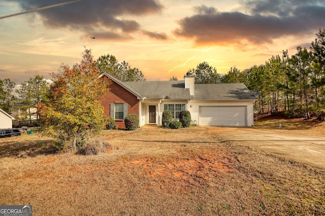 view of front of house with a garage