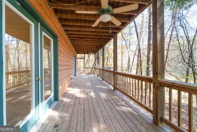 deck featuring ceiling fan