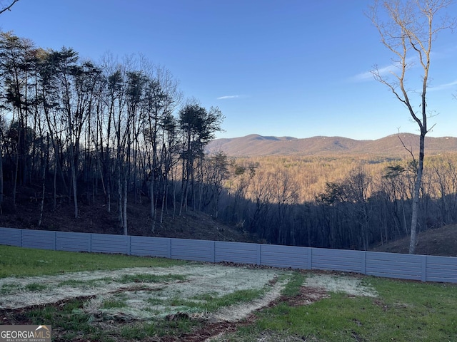 view of yard featuring a mountain view