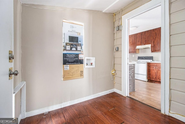 interior space with dark wood-type flooring