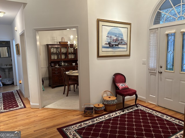 foyer entrance with wood-type flooring