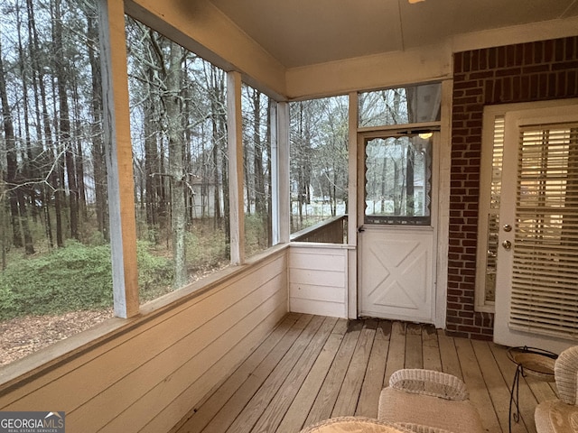 view of unfurnished sunroom