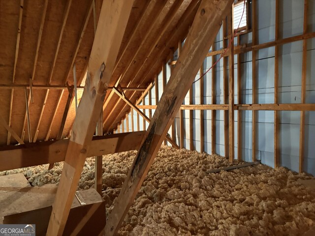 view of unfinished attic