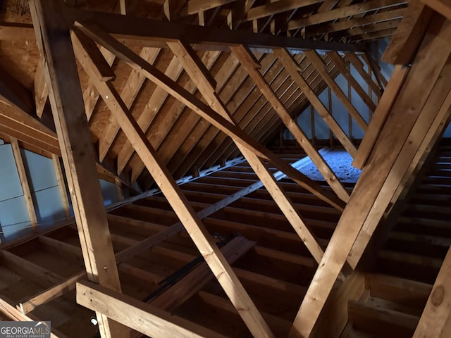 view of unfinished attic