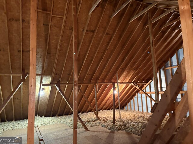 view of unfinished attic