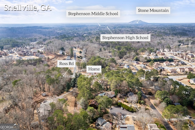 birds eye view of property featuring a mountain view