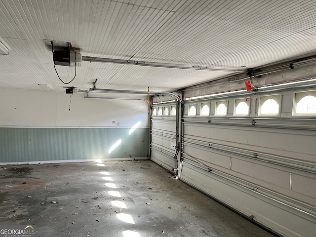 garage with a garage door opener