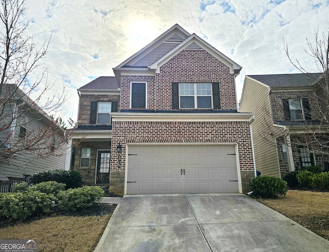 view of front property with a garage