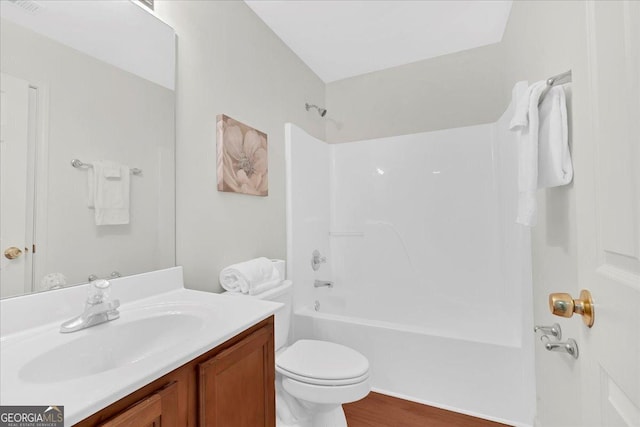 full bathroom featuring vanity, toilet, and shower / bath combination