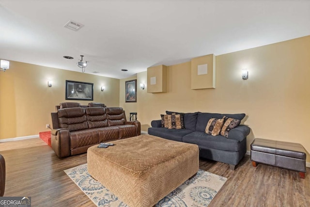 living room with hardwood / wood-style flooring