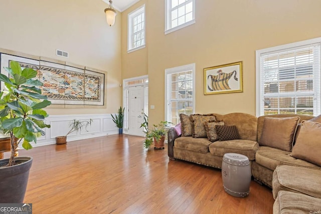 living room with wood-type flooring