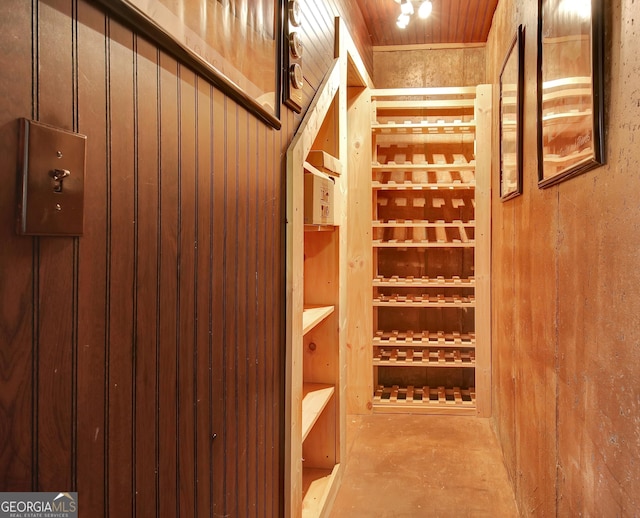 view of wine cellar