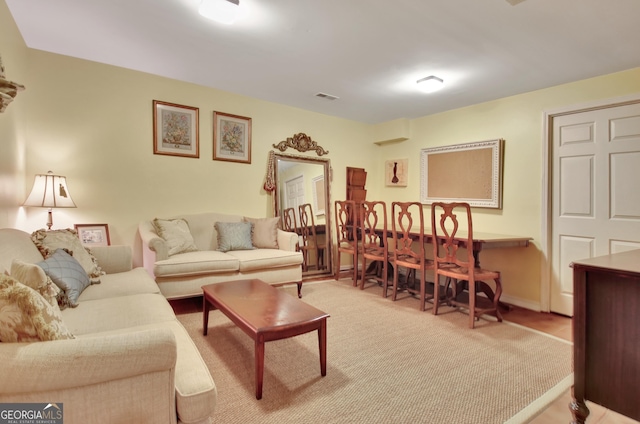 living room with carpet flooring