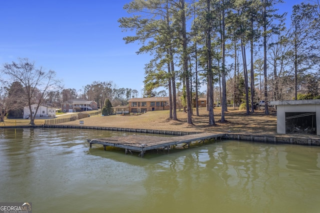 dock area featuring a water view