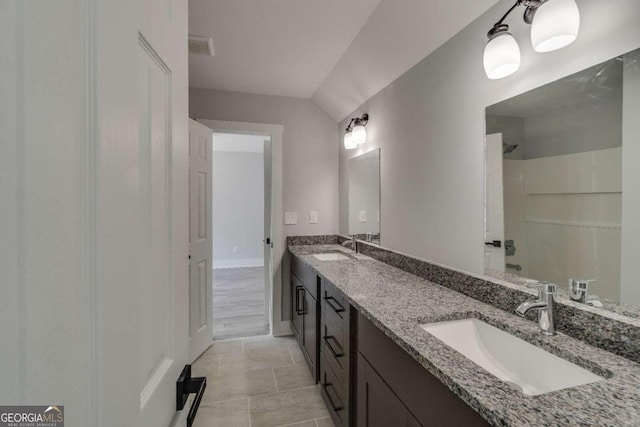 bathroom with vanity and shower / bath combination