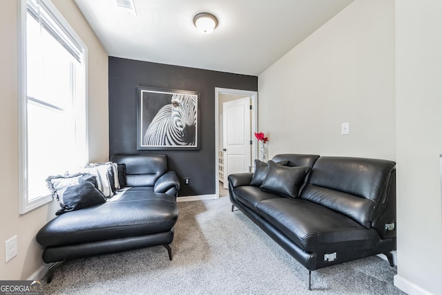 living room featuring carpet flooring