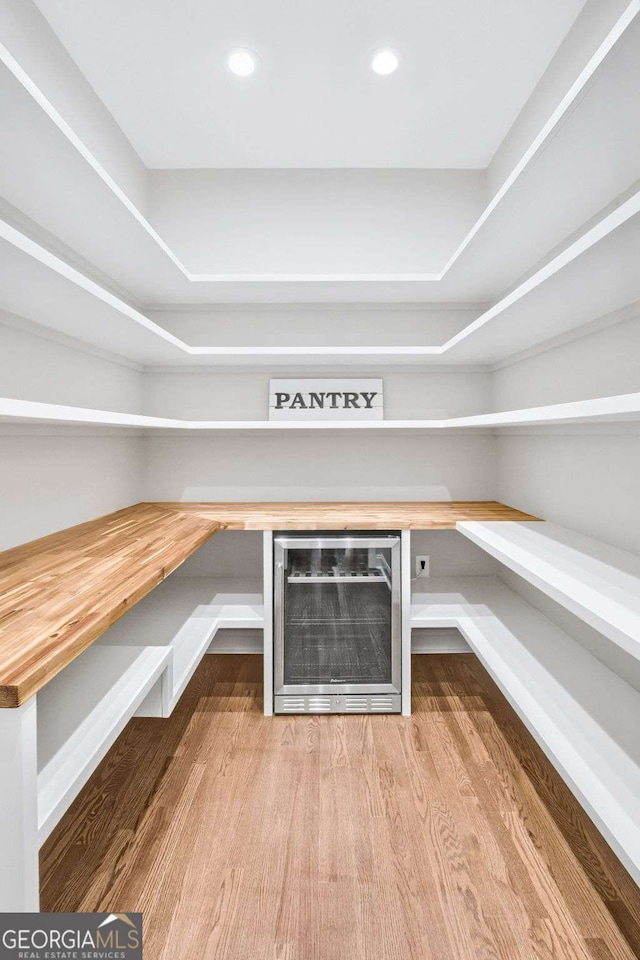 pantry with beverage cooler