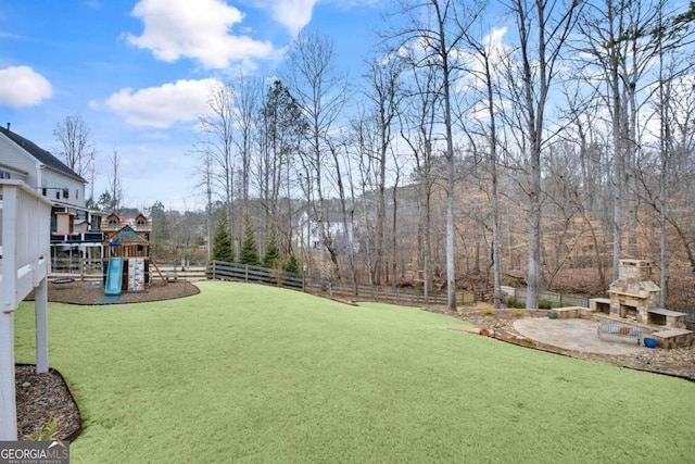 view of yard with a playground