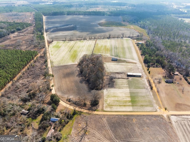 bird's eye view with a rural view