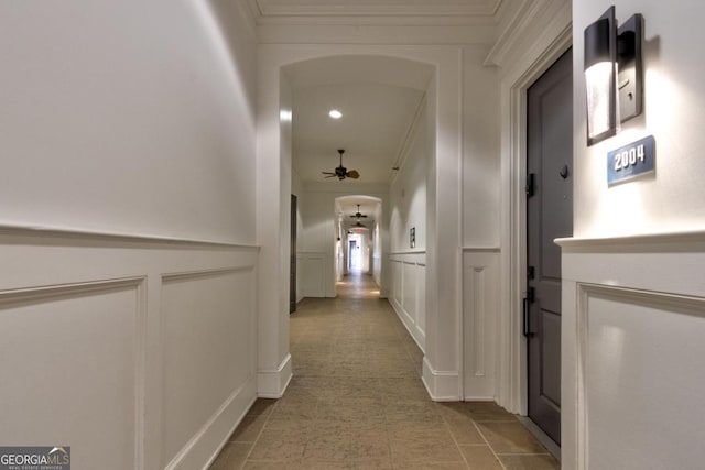 hall with crown molding