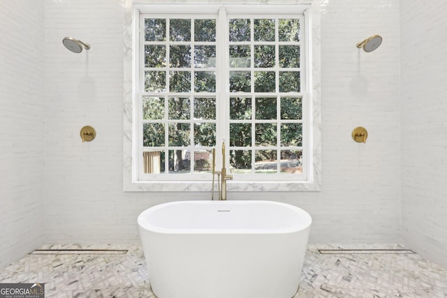 bathroom with a washtub