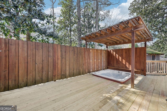 wooden terrace featuring a pergola