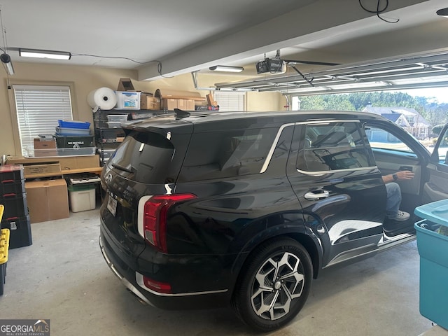 garage with a garage door opener