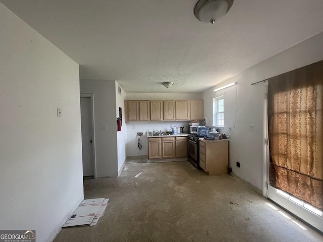 kitchen featuring appliances with stainless steel finishes and light brown cabinets