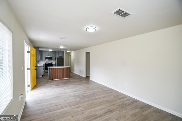 interior space with sink and hardwood / wood-style floors