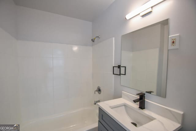 bathroom featuring vanity and bathtub / shower combination