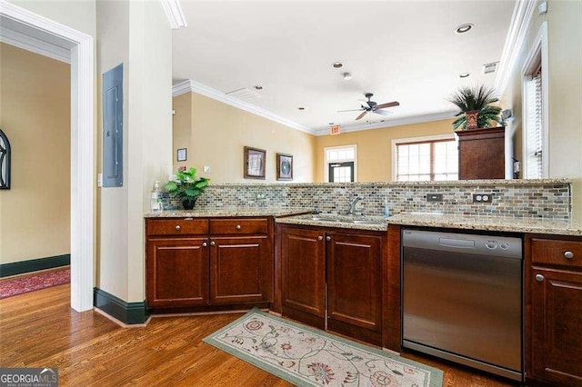 kitchen featuring sink, crown molding, and stainless steel dishwasher